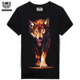 Rocksir 3D wolf Men's T-shirts New Men Animal 3D Printing cotton T shirts Summer casual wolf printed Tops Tees t shirt Plus Size