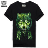 Rocksir 3D wolf Men's T-shirts New Men Animal 3D Printing cotton T shirts Summer casual wolf printed Tops Tees t shirt Plus Size
