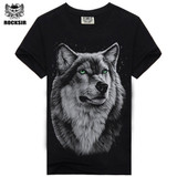 Rocksir 3D wolf Men's T-shirts New Men Animal 3D Printing cotton T shirts Summer casual wolf printed Tops Tees t shirt Plus Size