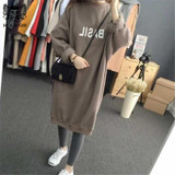 Rocksir Autumn Warm Thicken Women Dress Hoodies Harajuku Letters Print Long Hooded Sweatshirt Korean Pullover Casual Brand Tops