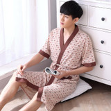Robes Men Summer Short-sleeve Cotton Thin Sleep Robe Bathrobes Men Sleepwear Plus Size 4XL