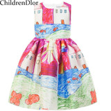 Robe Fille Girl Dress 2017 Brand Princess Dress Girl Designer Character Painting Kids Dresses for Girls Clothes Vetement Fille Robe Fille Girl Dress 2017 Brand Princess Dress Girl Designer Character Painting Kids Dresses for Girls Clothes Vetement Fille