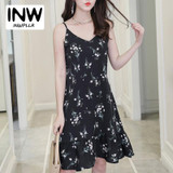 Robe Femme Ete 2018 Chiffon Floral Dress Femininas Vestidos Mujer Summer Sleeveless Casual Dresses Printed Strap Dress Women