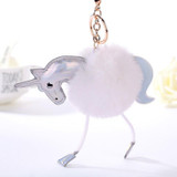 Lensple Hot Sale Colorful Unicorn Plush Hanging Pendant Cute Fluffy Rabbit Fur Keychain Ring Doll Toy For Women Bag Kids Gift