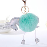 Lensple Hot Sale Colorful Unicorn Plush Hanging Pendant Cute Fluffy Rabbit Fur Keychain Ring Doll Toy For Women Bag Kids Gift