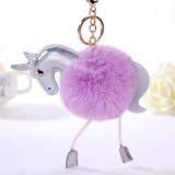 Lensple Hot Sale Colorful Unicorn Plush Hanging Pendant Cute Fluffy Rabbit Fur Keychain Ring Doll Toy For Women Bag Kids Gift