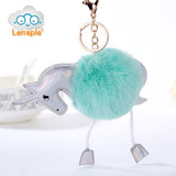 Lensple Hot Sale Colorful Unicorn Plush Hanging Pendant Cute Fluffy Rabbit Fur Keychain Ring Doll Toy For Women Bag Kids Gift