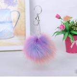 Lensple Colorful Fluffy Unicorn Pompom Faux Rabbit Fur Key Bag Chain Bag Ring Best Gifts For Girl Ladies