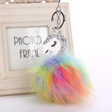 Lensple Colorful Fluffy Unicorn Pompom Faux Rabbit Fur Key Bag Chain Bag Ring Best Gifts For Girl Ladies
