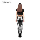 Leimolis 3D print retro bones black skeleton sexy women casual punk rock leggins adventure time fullprint pants Leggings
