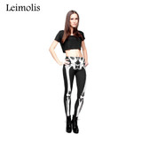 Leimolis 3D print retro bones black skeleton sexy women casual punk rock leggins adventure time fullprint pants Leggings
