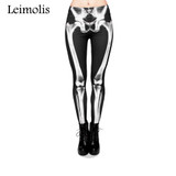 Leimolis 3D print retro bones black skeleton sexy women casual punk rock leggins adventure time fullprint pants Leggings