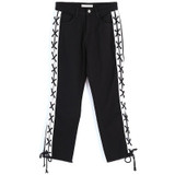 LEIJIJEANS 2018 Spring Plus Size Panelled Side Stripe Lace Up Mid Waist Ankle Length High Street Loose Straight Women Jeans 5998