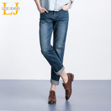 LEIJIJEANS 2018 New Arrival Spring Plus Size Fashion Bleached Vintage Mid Waist Full Length Loose Boyfriend Women Stretch Jeans