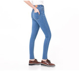 Leiji Skinny jeans for woman 2017 new autumn High Waist High Elastic plus size femme washed casual Skinny pencil denim pants