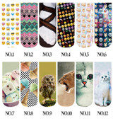 Lei-SAGLY 1 pair Neon Socks 3D Printing Female Socks Women Low Cut Ankle Socks Calcetines Mujer Casual Hosiery Printed Sock