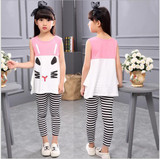 Girls Clothes 2017 New Sleeveless Baby Girl Clothing Set Pattern Cat Girls Clothing Kids Clothes Children Clothing Set Girls Clothes 2017 New Sleeveless Baby Girl Clothing Set Pattern Cat Girls Clothing Kids Clothes Children Clothing Set