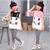 Girls Clothes 2017 New Sleeveless Baby Girl Clothing Set Pattern Cat Girls Clothing Kids Clothes Children Clothing Set Girls Clothes 2017 New Sleeveless Baby Girl Clothing Set Pattern Cat Girls Clothing Kids Clothes Children Clothing Set