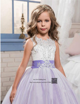 Girls Ball Gown Lace Pageant Dresses for Girls Glitz Holy Communion Dresses Bow Graduation Gowns Children Flower Girl Dress 2017
