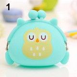 Girl's Cute Cartoon Owl Silicone Jelly Wallet Change Bag Keys Pouch Coin Purse BVNY