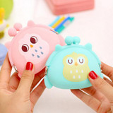 Girl's Cute Cartoon Owl Silicone Jelly Wallet Change Bag Keys Pouch Coin Purse BVNY