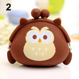 Girl's Cute Cartoon Owl Silicone Jelly Wallet Change Bag Keys Pouch Coin Purse BVNY