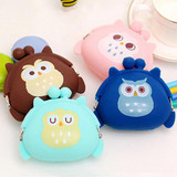 Girl's Cute Cartoon Owl Silicone Jelly Wallet Change Bag Keys Pouch Coin Purse BVNY