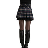 Girl Spring Skirts for Women Casual Slim Autumn Plaid Pleated Skirt Female Saias Femininas