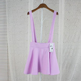 Girl Pleated Mini Skirt Women Pastel Skater Flared Belt Waist Suspender Skirt