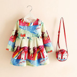 Girl Dresses 2017 Autumn Princess Dress with Bag Robe Fille Enfant Print Pattern Kids Clothes Girl Dress Long Sleeve Girl Dresses 2017 Autumn Princess Dress with Bag Robe Fille Enfant Print Pattern Kids Clothes Girl Dress Long Sleeve