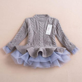Girl Dress Thick Warm Girl Dress Christmas Wedding Party Dresses Knitted Chiffon Winter Kids Girls Clothes Children CLothing