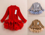 Girl Dress Thick Warm Girl Dress Christmas Wedding Party Dresses Knitted Chiffon Winter Kids Girls Clothes Children CLothing