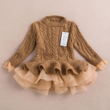 Girl Dress Thick Warm Girl Dress Christmas Wedding Party Dresses Knitted Chiffon Winter Kids Girls Clothes Children CLothing