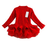 Girl Dress Thick Warm Girl Dress Christmas Wedding Party Dresses Knitted Chiffon Winter Kids Girls Clothes Children CLothing