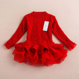 Girl Dress Thick Warm Girl Dress Christmas Wedding Party Dresses Knitted Chiffon Winter Kids Girls Clothes Children CLothing