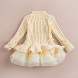 Girl Dress Thick Warm Girl Dress Christmas Wedding Party Dresses Knitted Chiffon Winter Kids Girls Clothes Children CLothing