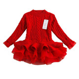 Girl Dress Thick Warm Girl Dress Christmas Wedding Party Dresses Knitted Chiffon Winter Kids Girls Clothes Children CLothing