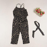 2016 Hot-Selling Baby Kids Girls One-piece Sleeveless Heart Dots Bib Playsuit Jumpsuit T-shirt Pants Outfit Clothes 2-7Y
