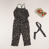 2016 Hot-Selling Baby Kids Girls One-piece Sleeveless Heart Dots Bib Playsuit Jumpsuit T-shirt Pants Outfit Clothes 2-7Y