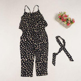 2016 Hot-Selling Baby Kids Girls One-piece Sleeveless Heart Dots Bib Playsuit Jumpsuit T-shirt Pants Outfit Clothes 2-7Y