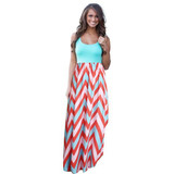 2016 Hot Sexy Women Dress O Neck Striped Print Maxi Long Dress Sleeveless Beach Summer Dresses Sundress