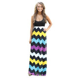 2016 Hot Sexy Women Dress O Neck Striped Print Maxi Long Dress Sleeveless Beach Summer Dresses Sundress