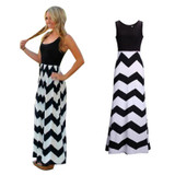 2016 Hot Sexy Women Dress O Neck Striped Print Maxi Long Dress Sleeveless Beach Summer Dresses Sundress