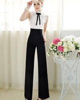 2016 Hot Sale Loose Zipper Fly Solid Pantalones New Women Casual High Waist Flare Wide Leg Long Pants Palazzo Trousers