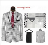 2016 hot sale high quality fashion brand Polka Dot men dress suits party suits wedding suits white black color( jacket+Pant+tie)