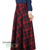 2016 Autumn Winter Women High Waist Plaid Ankle Length Long Skirts Plus size red Pleat Woolen Skirt Streetwear 6 Colors