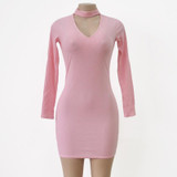 Autumn Winter Women Knitting Dress 2017 Long Sleeve Sexy Short Pencil Knitted Dress Slim Bodycon Party Vestidos Sweater Dresses
