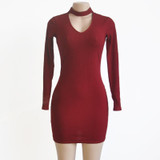 Autumn Winter Women Knitting Dress 2017 Long Sleeve Sexy Short Pencil Knitted Dress Slim Bodycon Party Vestidos Sweater Dresses