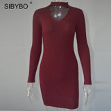 Autumn Winter Women Knitting Dress 2017 Long Sleeve Sexy Short Pencil Knitted Dress Slim Bodycon Party Vestidos Sweater Dresses