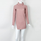 Autumn Winter Women Knit Dresses Side Split Turtleneck Knitted Dress Long Sleeve Vestidos De Festa Sweater Dress Femme GV994